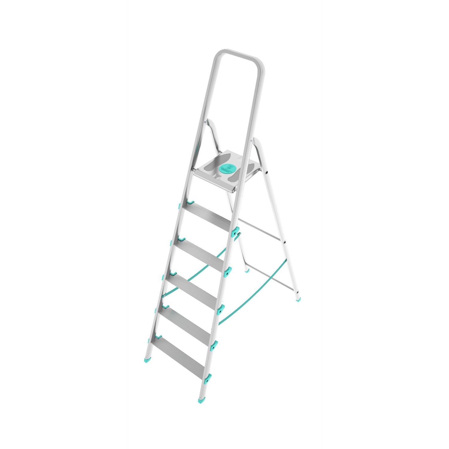 Trittleiter, Trittleiter 6 stufen, Trittleiter Klappbar, Höhe 129 cm,  Max, Belastbar 150 kg, Aluminium, Hergestellt in Italien, Colombo LIBELLULA 6 stufen, 1