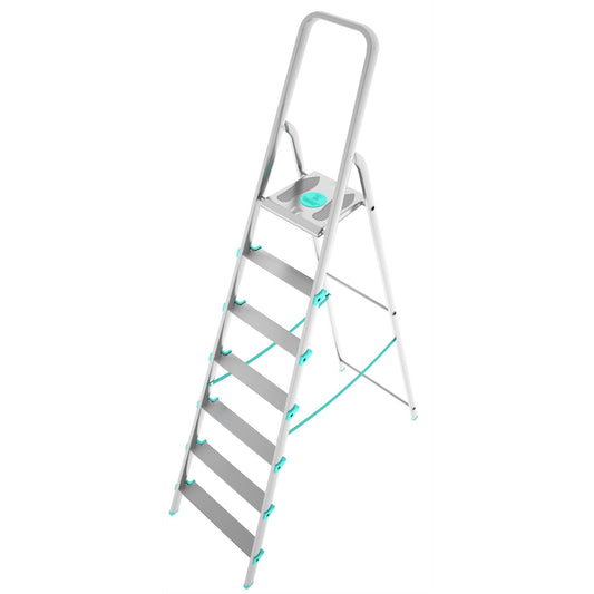 Trittleiter, Trittleiter 7 stufen, Trittleiter Klappbar, Höhe 152 cm,  Max, Belastbar 150 kg, Aluminium, Hergestellt in Italien, Colombo LIBELLULA 7 stufen, 1