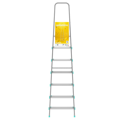 Trittleiter, Trittleiter 7 stufen, Trittleiter Klappbar, Höhe 152 cm,  Max, Belastbar 150 kg, Aluminium, Hergestellt in Italien, Colombo LIBELLULA 7 stufen, 5
