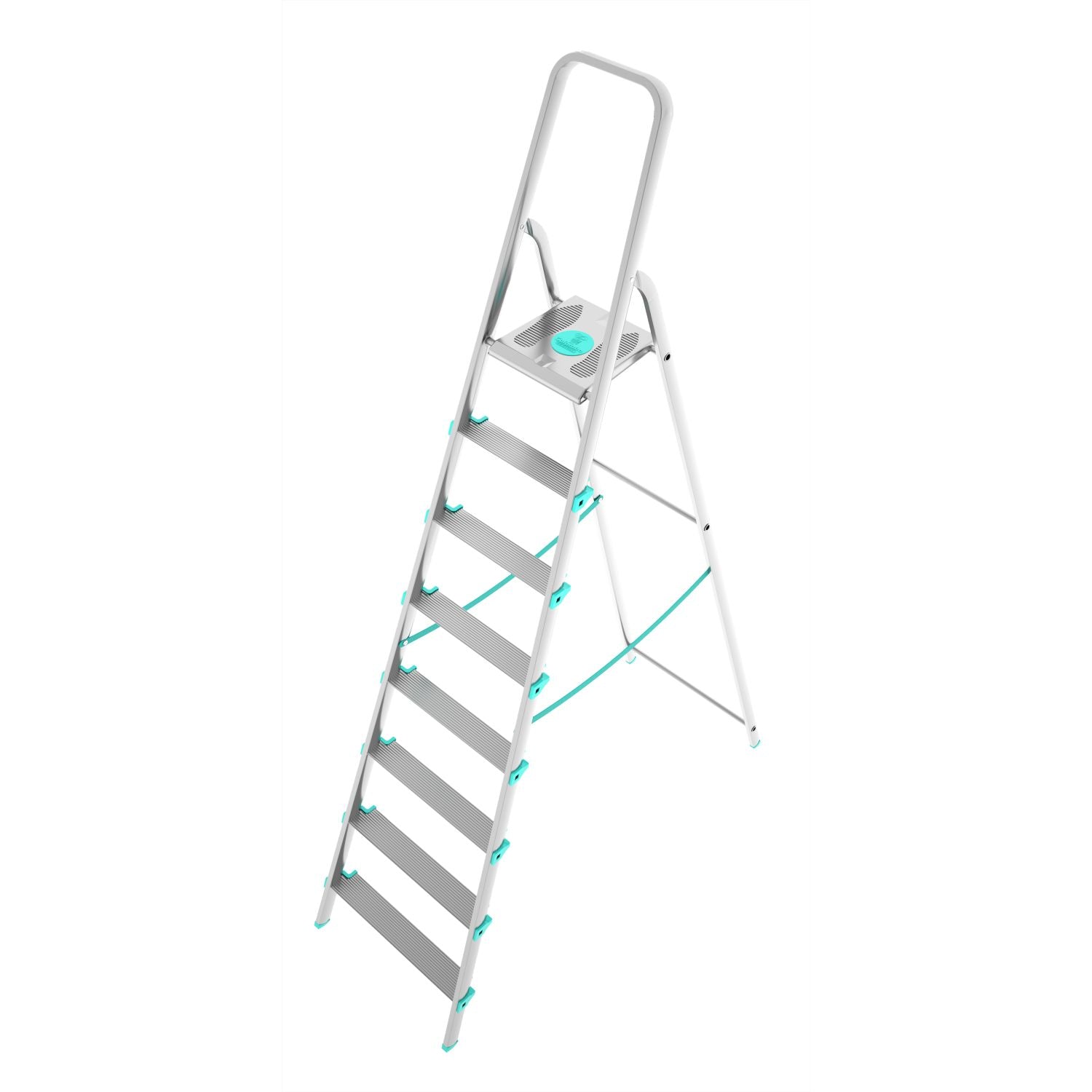 Trittleiter, Trittleiter 8 stufen, Trittleiter Klappbar, Höhe 174 cm,  Max, Belastbar 150 kg, Aluminium, Hergestellt in Italien, Colombo LIBELLULA 8 stufen, 1