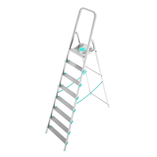 Trittleiter, Trittleiter 8 stufen, Trittleiter Klappbar, Höhe 174 cm,  Max, Belastbar 150 kg, Aluminium, Hergestellt in Italien, Colombo LIBELLULA 8 stufen, 1