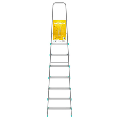 Trittleiter, Trittleiter 8 stufen, Trittleiter Klappbar, Höhe 174 cm,  Max, Belastbar 150 kg, Aluminium, Hergestellt in Italien, Colombo LIBELLULA 8 stufen, 4