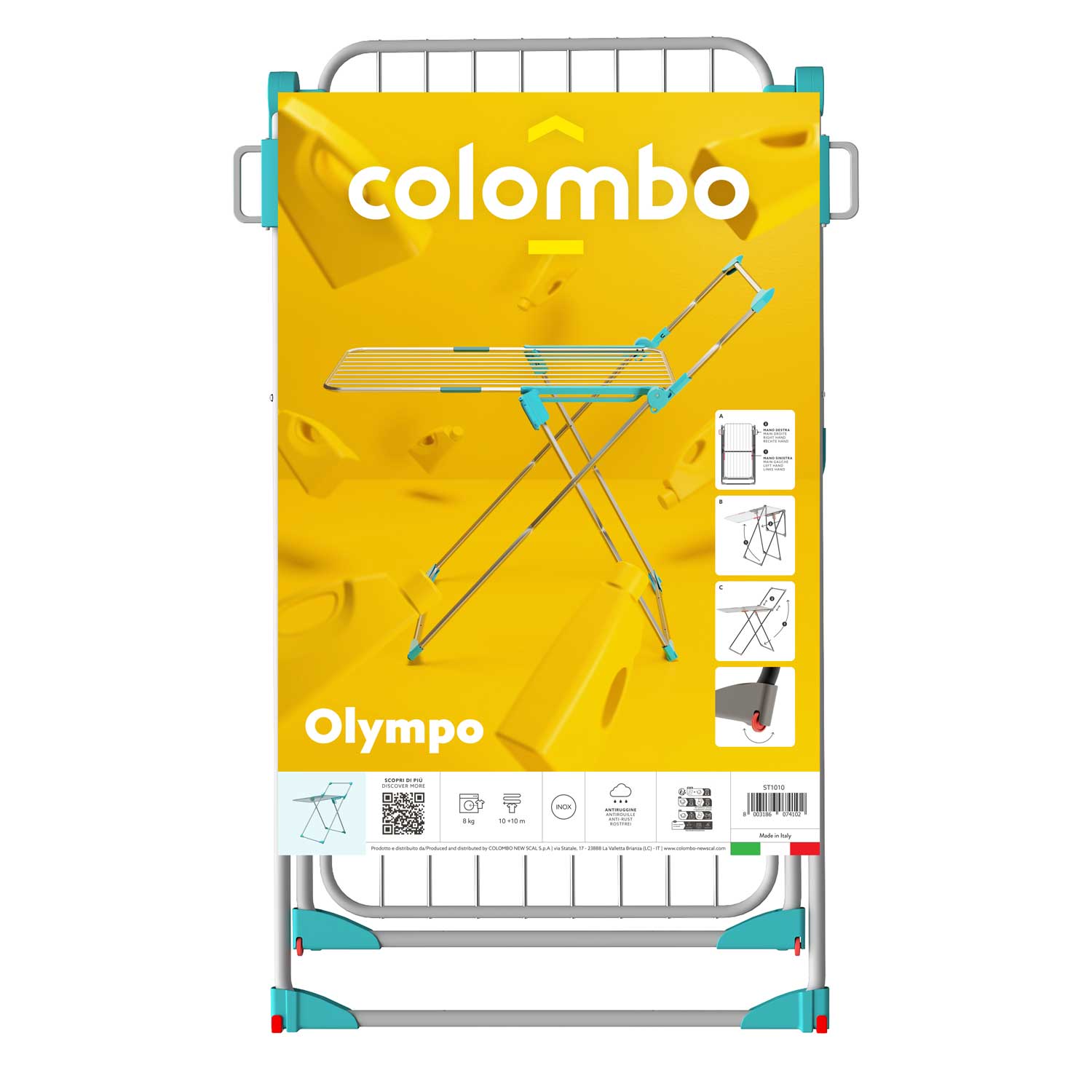 Wäscheständer, Wäschetrockner, auf Rollen, Wäscheständer Stabil, Wäscheständer Klappbar, Robust, Colombo Olympo, 3