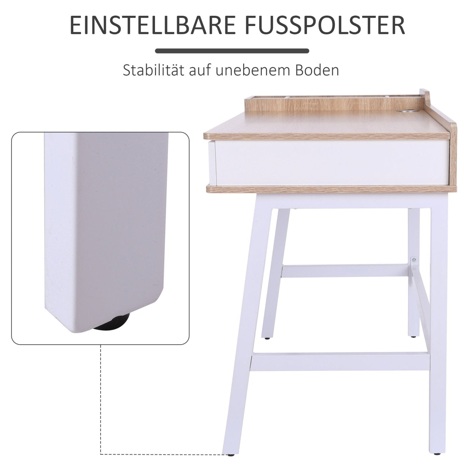 Schreibtisch, mit Ablagefächern  Computertisch, PC Tisch, Bürotisch, vielseitig, mit Schublade, Breite Tischplatte, HOMCOM, 5