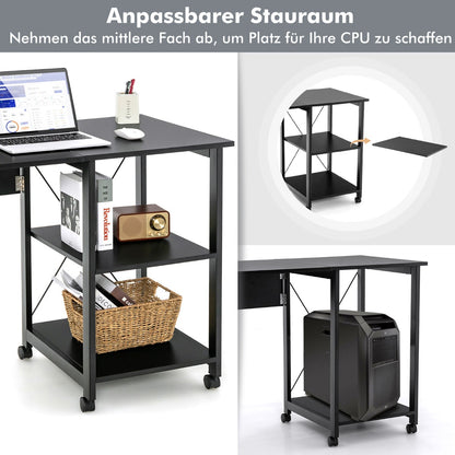 Schreibtisch, Computertisch, PC Tisch, Schreibtisch mit Stauraum, Schreibtisch Klappbar, mit 6 Rädern, Costway, 3