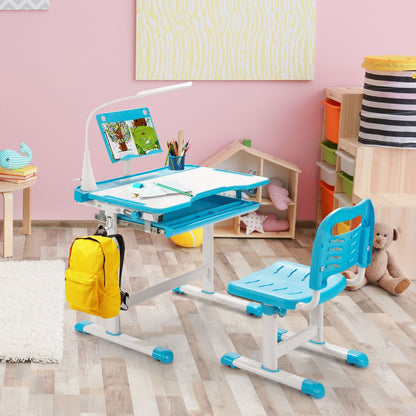 Schreibtisch Kinder, Kindertisch, Kinderschreibtisch Set, Tisch kann bis zu 100 kg, Stuhl bis zu 80 kg, Costway, 8