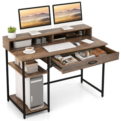 Schreibtisch, Schreibtisch mit Schublade, Computertisch, Computertisch mit Metallrahmen, 120x56x90,5 cm, Costway, 8