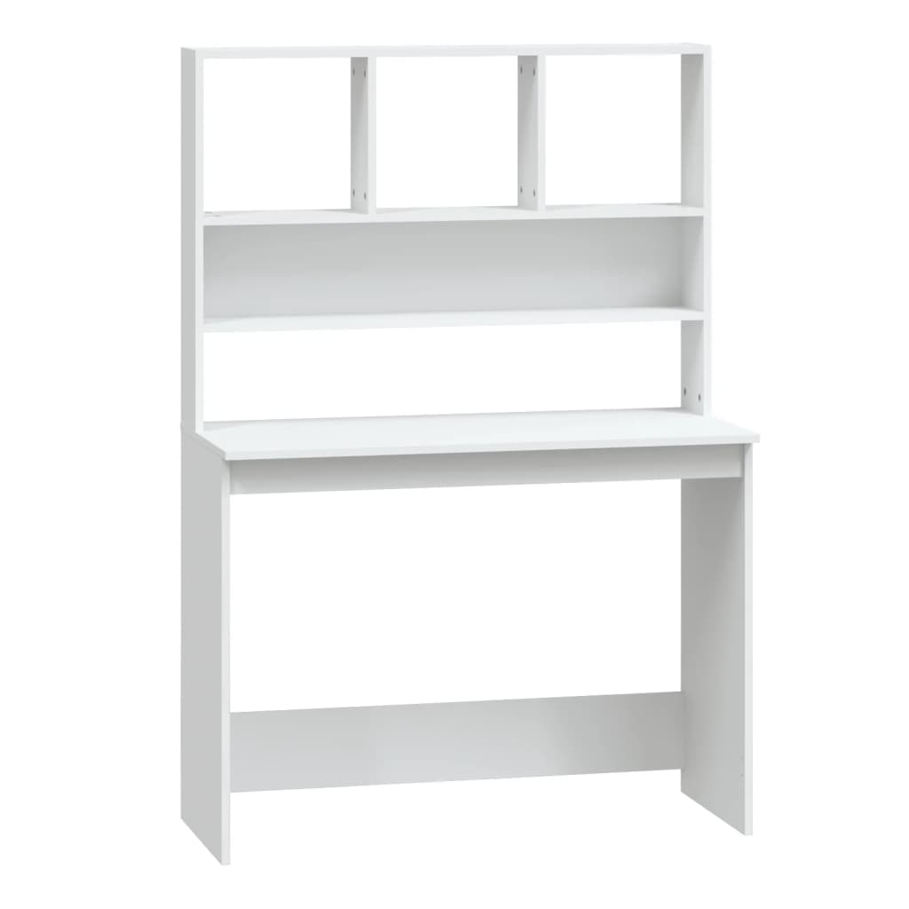 Schreibtisch, Schreibtisch mit Stauraum, Schreibtisch weiß, Schreibtisch Holz, Schreibtisch mit Regal, vidaXL, 2