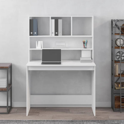 Schreibtisch, Schreibtisch mit Stauraum, Schreibtisch weiß, Schreibtisch Holz, Schreibtisch mit Regal, vidaXL, 3