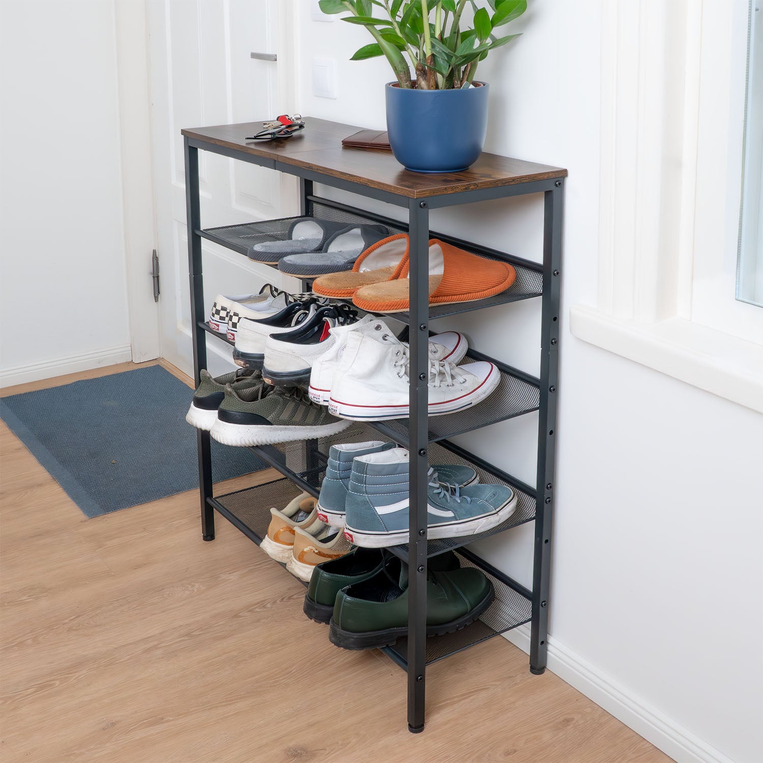 Schuhregal, Schuhregal Schmal,  Schuhregal Metall, 5 ablagen, Tatkraft Otto, schuhregal kaufen
