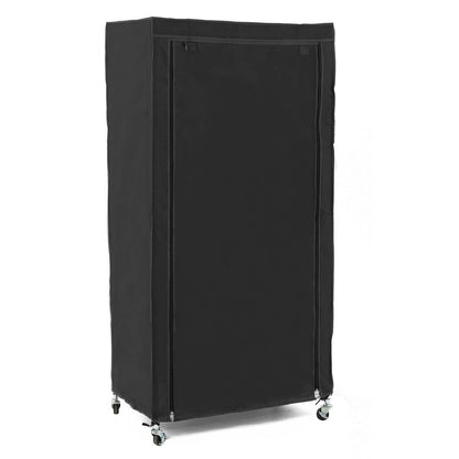 art moon Buffalo – Stoffkleiderschrank mit 2 Ablagen, Kleiderstange, Schutzhülle und Rollen, für 70 kg Last, Schwarz