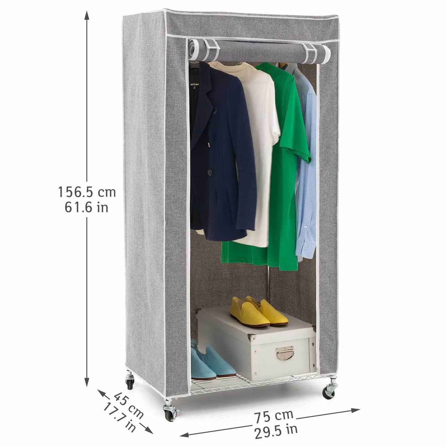 Schwerlast Faltschrank mit Rollen, Kleiderständer Stabil, Mobiler Kleiderschrank, Art Moon Buffalo, 2