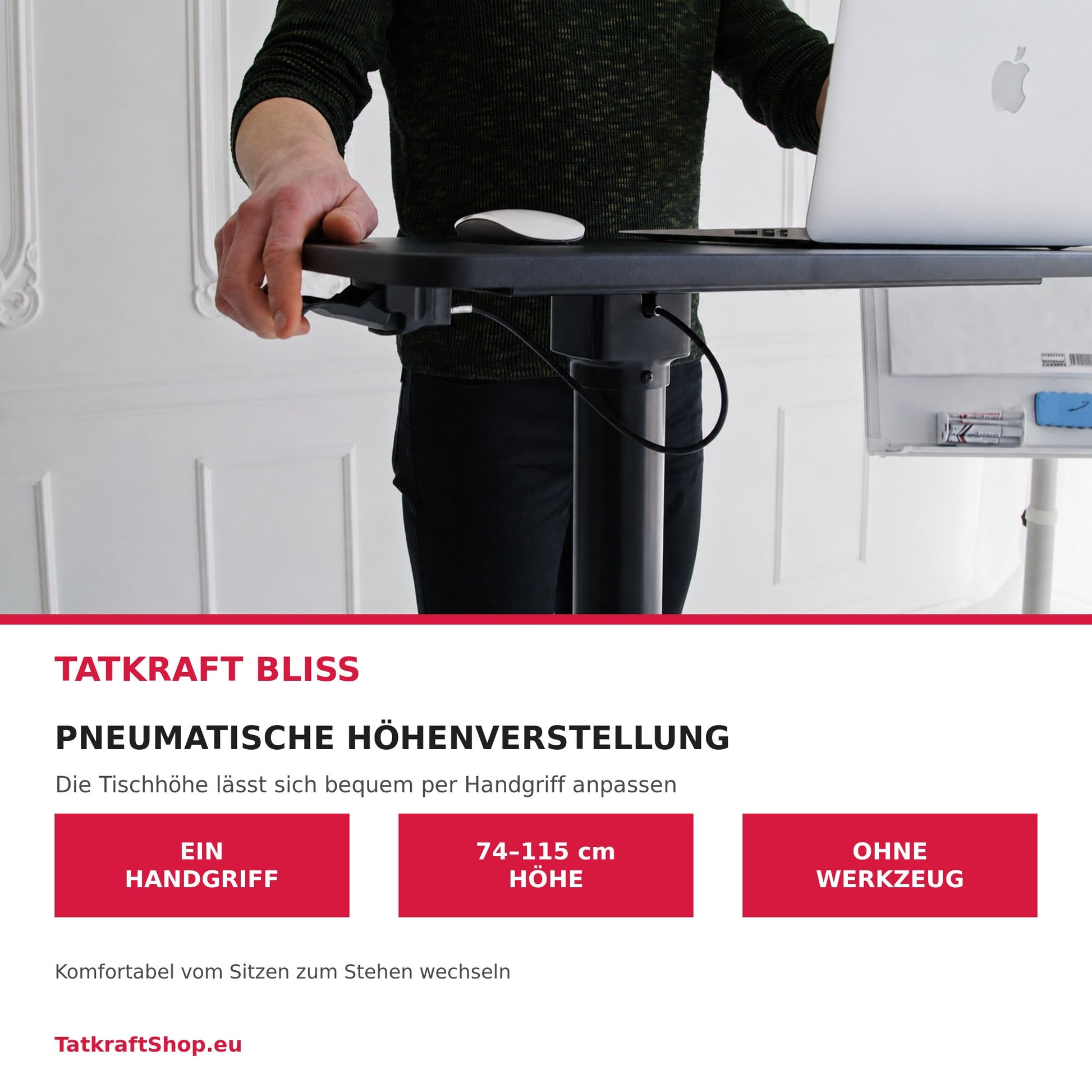 Tatkraft Bliss pneumatische Höhenverstellung per Handgriff
