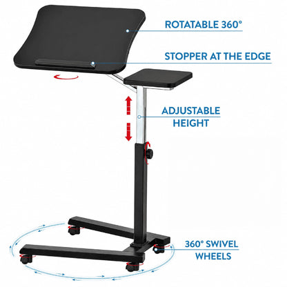 Tatkraft Joy – Höhenverstellbarer Laptoptisch mit Rollen, 70–99,5 cm, 360° drehbar, bis 160° neigbar