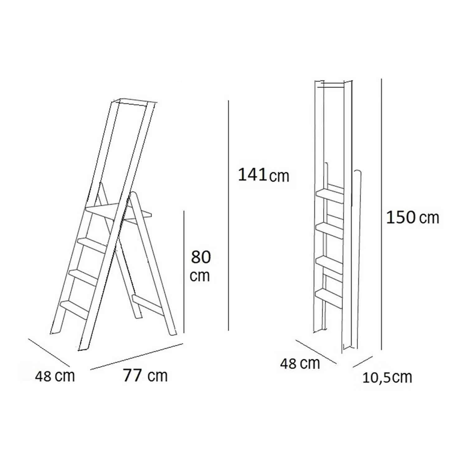 Trittleiter, Trittleiter mit 4 Stufen, Trittleiter Holz, rutschfestem Holz, breiter Plattform, stabilen Füßen, KIMORA 4, 5