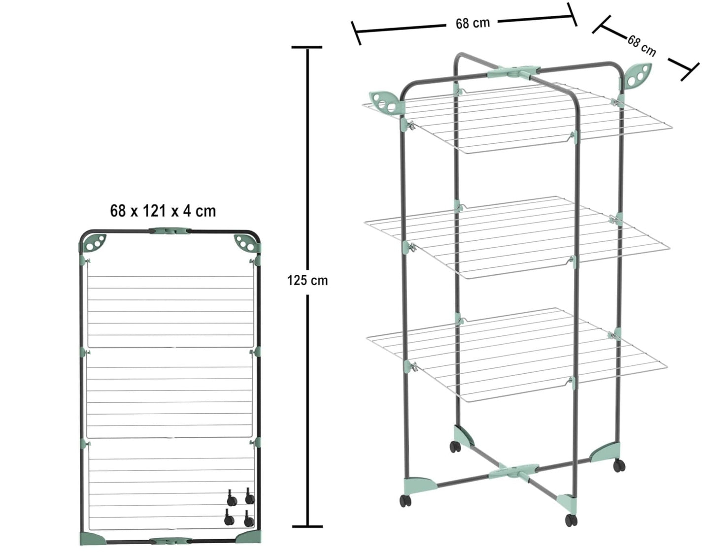 Wäscheständer, Wäscheständer Turm, Turmwäscheständer, Wäscheständer Platzsparend, Wäscheständer Klappbar, Alpina 30, 6