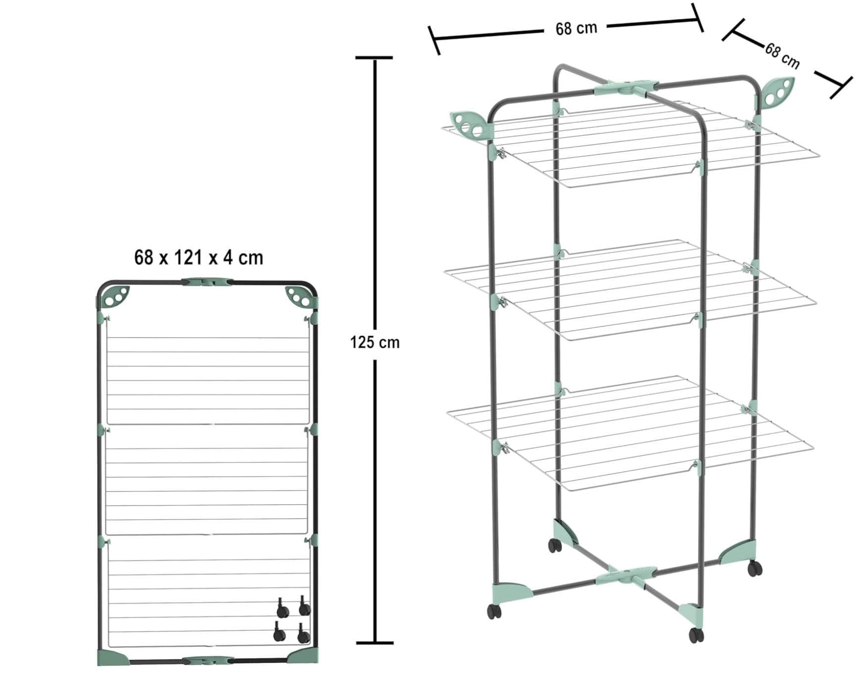Wäscheständer, Wäscheständer Turm, Turmwäscheständer, Wäscheständer Platzsparend, Wäscheständer Klappbar, Alpina 30, 6