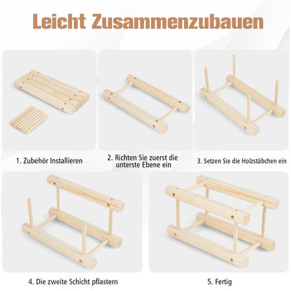 Weinregal, Flaschenregal, Weinregal holz, Flaschenständer Weinständer für 36 Flaschen Weinflaschenhalter, Natur, Costway, 7