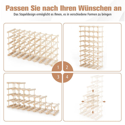 Weinregal, Flaschenregal, Weinregal holz, Flaschenständer Weinständer für 36 Flaschen Weinflaschenhalter, Natur, Costway, 8