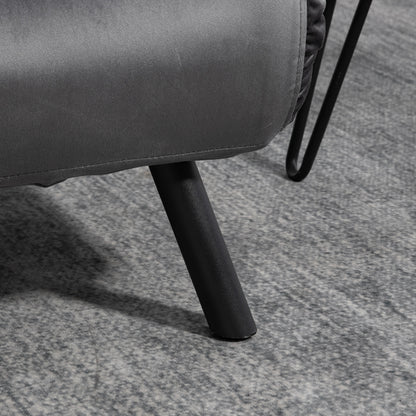 HOMCOM - Schlafsofa mit Bettkasten Couch mit Schlaffunktion Schlafcouch mit Samtoptik Rückenkissen 102 x 73 x 81 cm, Dunkelgrau