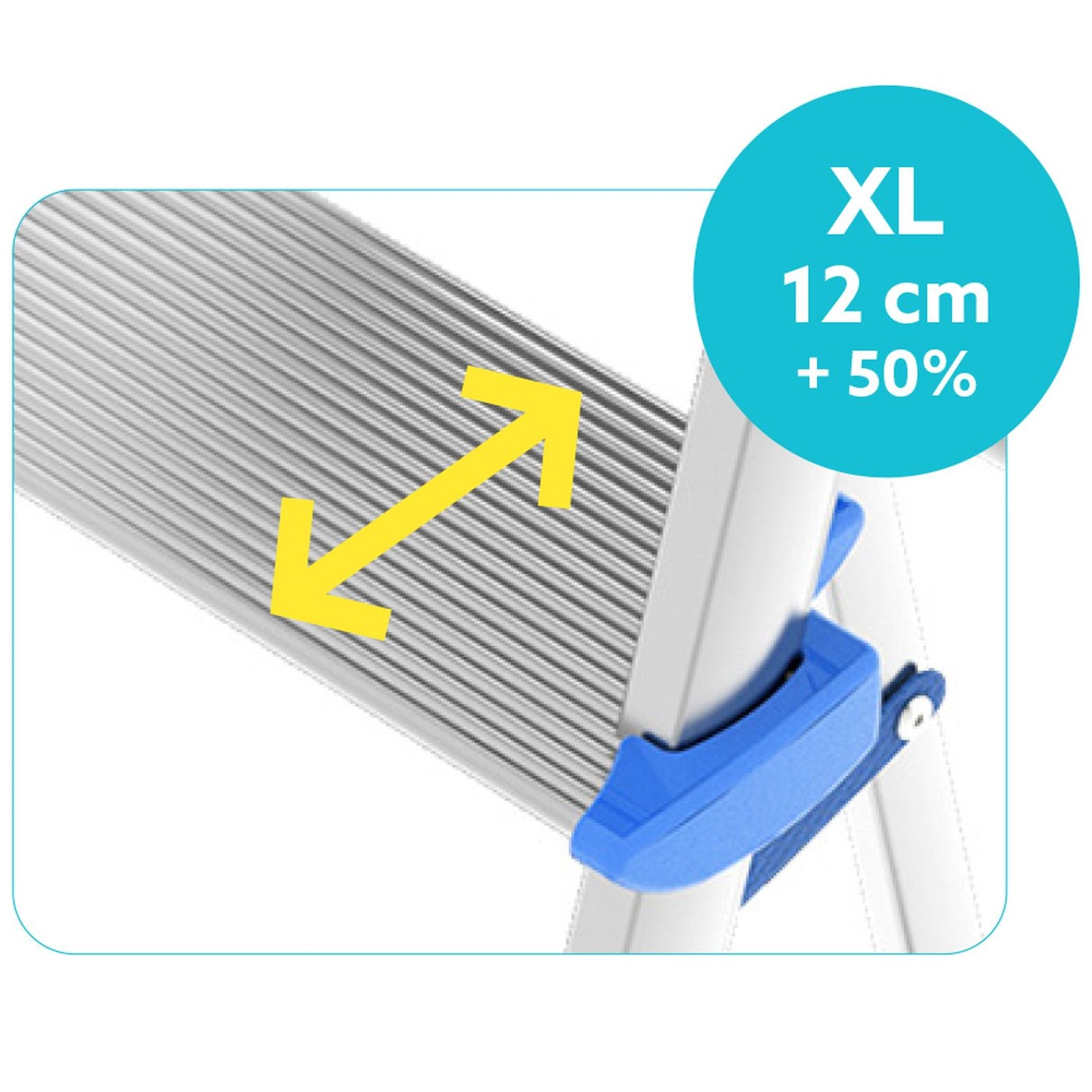 Trittleiter 4 Stufen, Klappleiter Alu, Extragroßer Stufe 12cm, Stufenleiter, mit Ablageschale, Max. Belastbar 150kg, Aluminium, Colombo ATLANTICA - Trittleiter 4 Stufen, 3