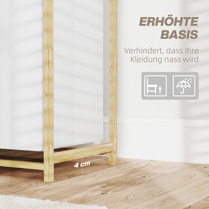Wäschekorb, 83L, Wäschesammler, 4 Fächer, Wäschebox, Badezimmer Regal, mit offene Ablagen, Bambus, Weiß, HOMCOM, 7