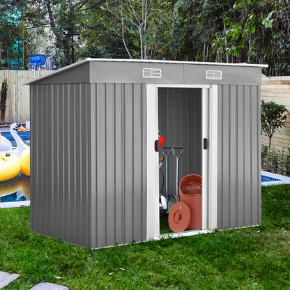 Geräteschuppen, Gartenschrank Wetterfest, Gerätehaus metall,  mit 2 Schiebetüren, Outdoor Schrank, Costway, 8