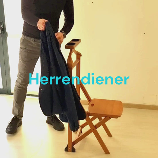 Herrendiener, Stummer Diener Holz, Schlafzimmerdiener DUKA, Stuhl Träger, Kleiderbügel, Hosenständer, Ablagefläche, ARIT, v