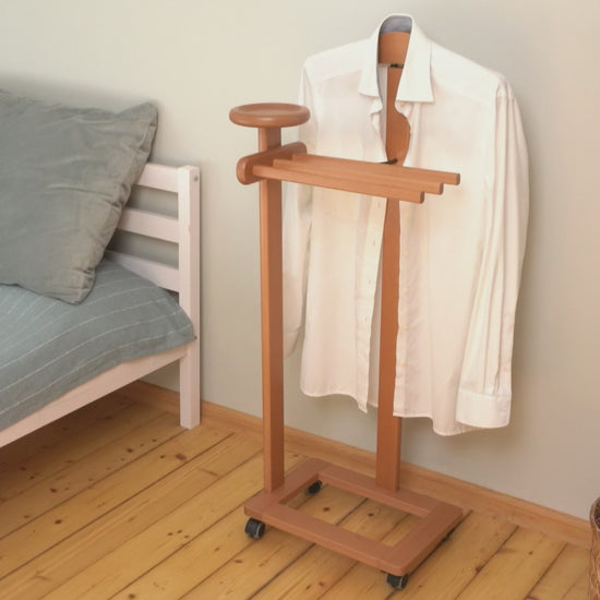 Stummer Diener, Herrendiener modern, Jackenständer, Rollgarderobe, Kleiderständer Holz, Tatkraft Lord, мшву