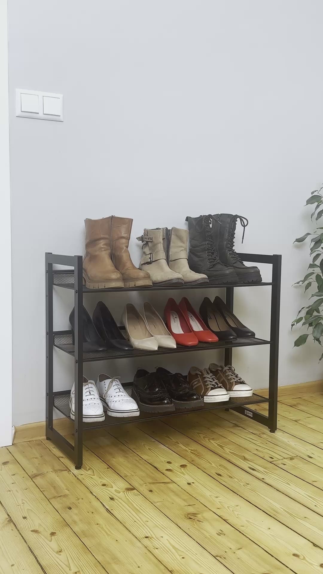 Schuhregal, mit 3 Ablagen, Schuhregal Schmal, Schuhregal Metall, Tatkraft Willis, v