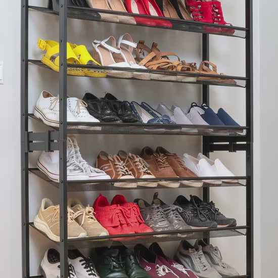 Schuhregal, 8 Ebenen, Schuhregal Schmal, Schuhregal Metall, Tatkraft Giza, v