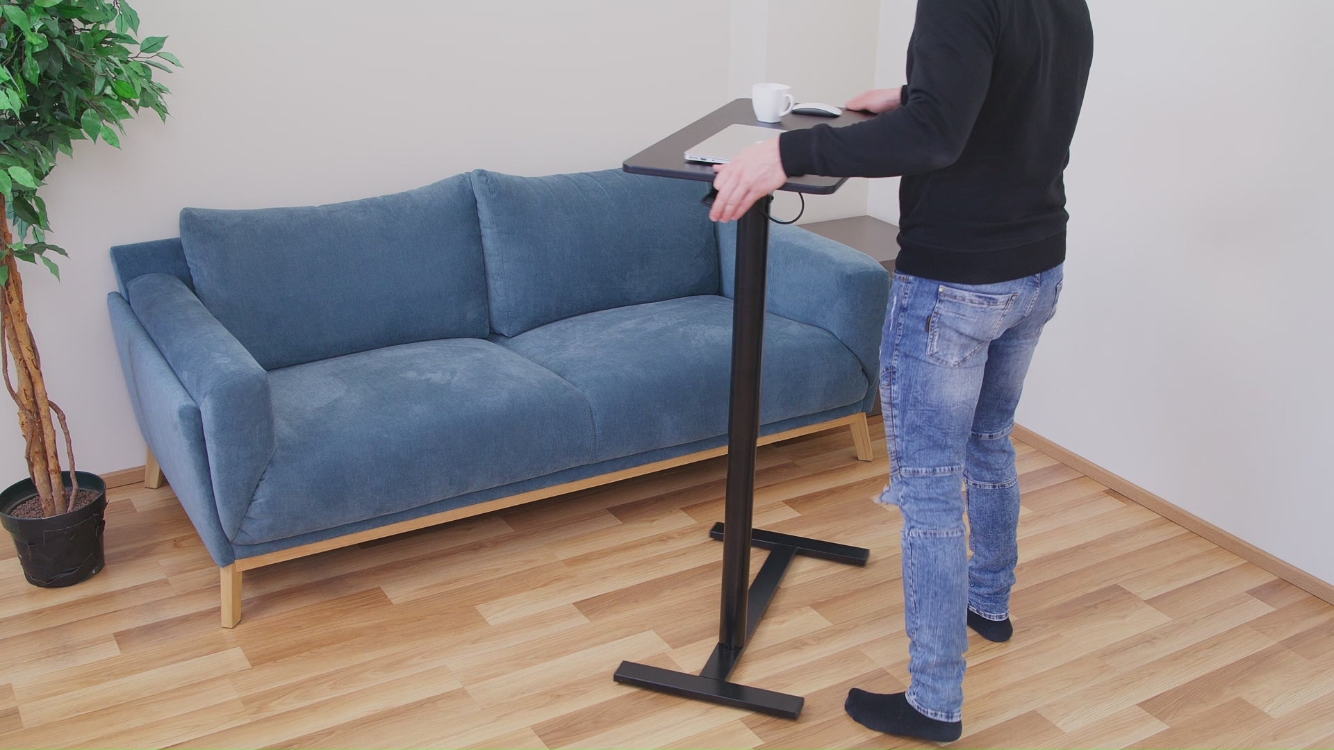  Laptopisch Höhenverstellbar, Airlift, Höhe 74-115cm, Schreibtisch auf Rollen, laptoptisch kaufen