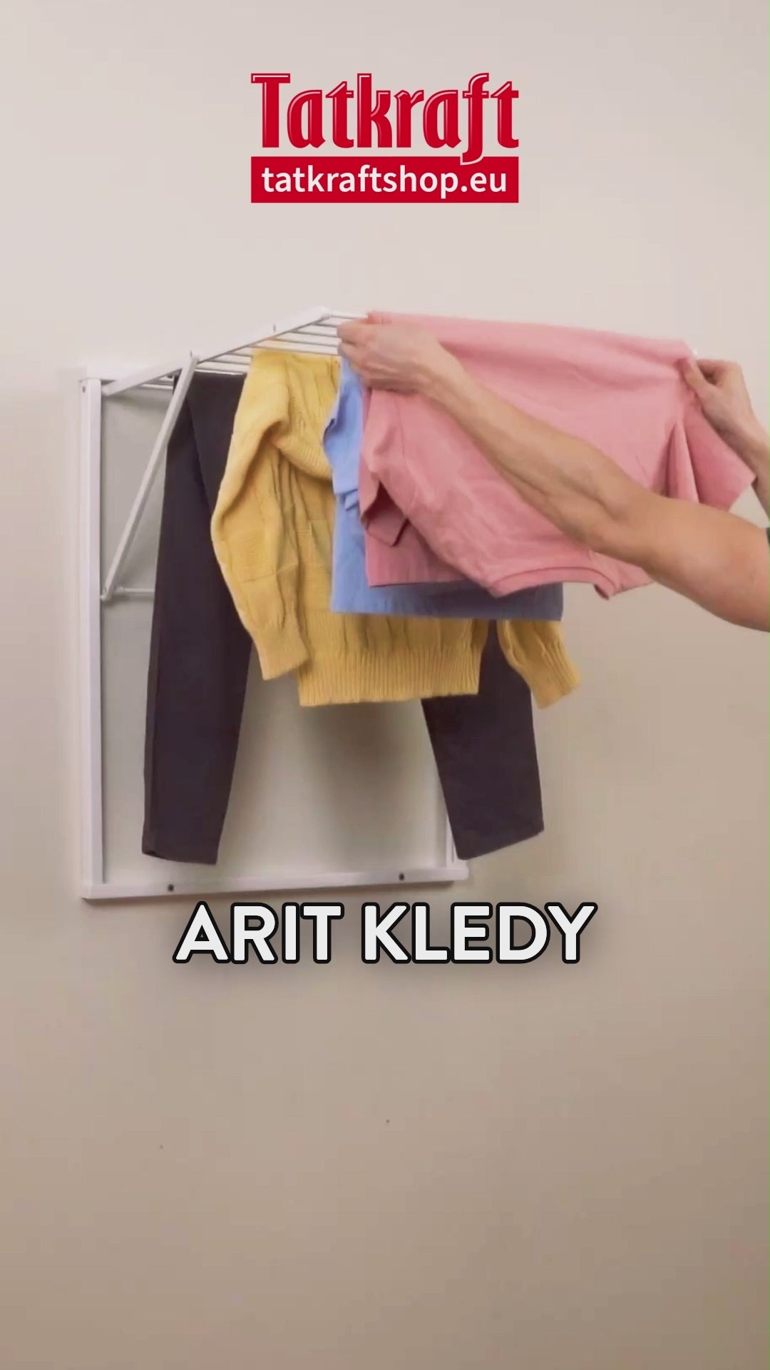 Wäscheständer wand, Wandwäschetrockner, Trockengestell für die Wand KLEDY, 6,5 Meter Wäscheleine, Weiß, ARIT KLEDY, v
