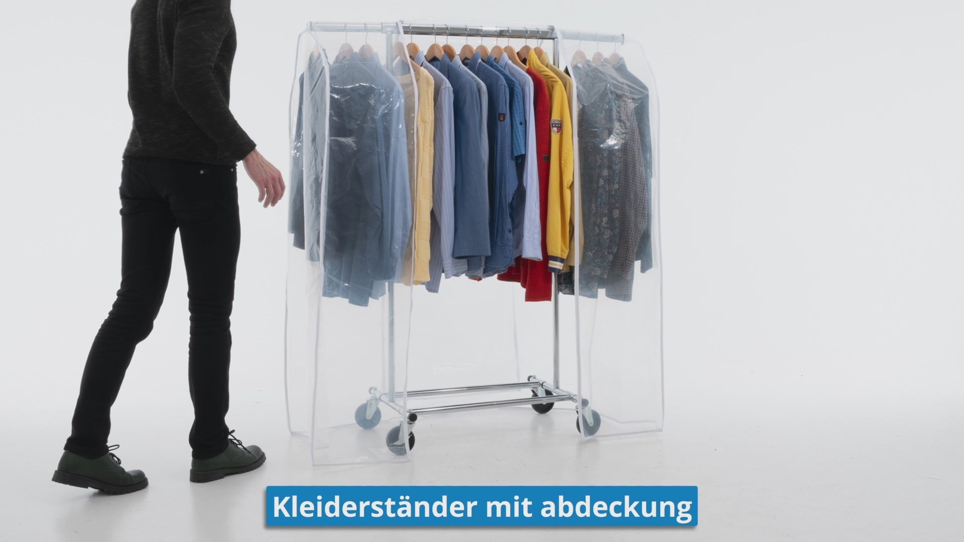 Faltschrank, Stoffschrank, mit Rollen, Kleiderständer mit Abdeckung, Kleiderständer Stabil, Tatkraft Darren & Protector, 5