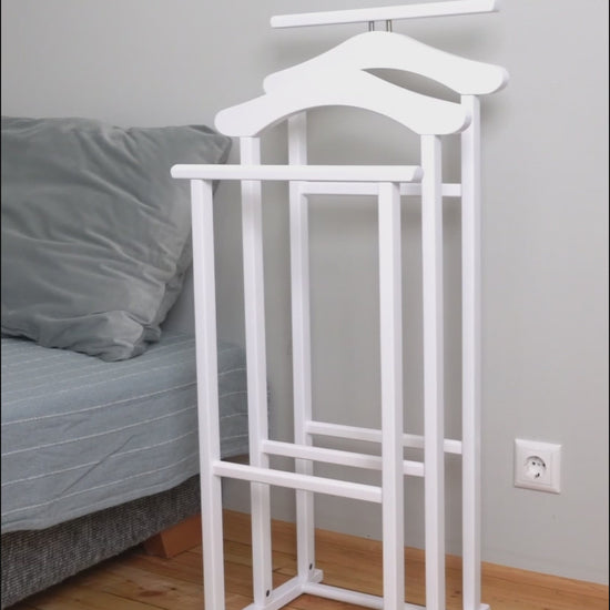 Herrendiener, Stummer Diener Holz, Schlafzimmerdiener MAXI, Bestehend aus 2 Kleiderbügeln und 2 Hosenhaltern, ARIT, v2