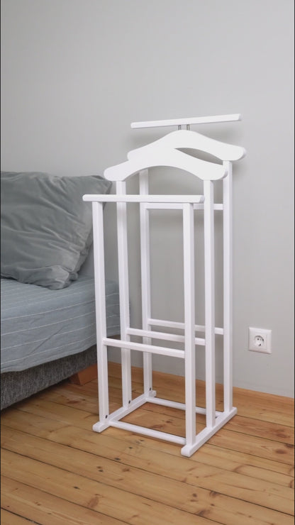 Herrendiener, Stummer Diener Holz, Schlafzimmerdiener MAXI, Bestehend aus 2 Kleiderbügeln und 2 Hosenhaltern, ARIT, v2