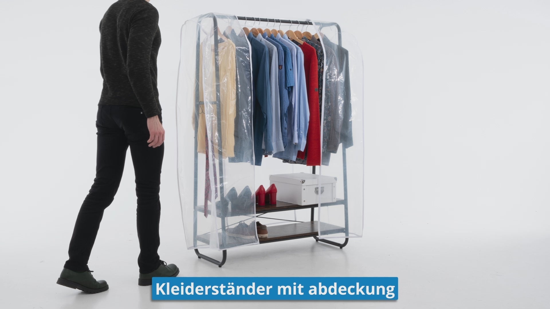 Stoffschrank, Schwerlast Kleiderständer, Bis 170 Kg, Jackenständer, Kleiderständer mit Abdeckung, Tatkraft Anneli & Anwalt, 7