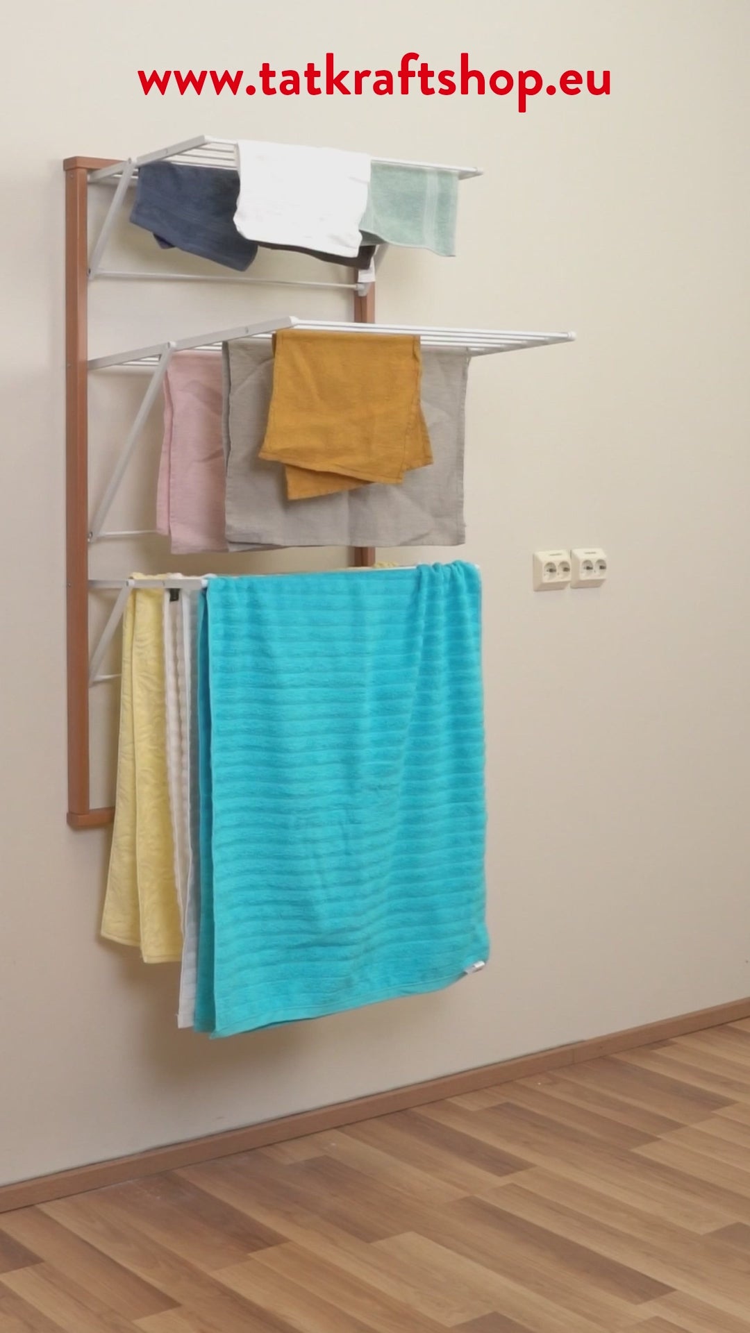 Wäscheständer, Wäscheständer wand, Trockengestell für die Wand KARIM, 15 Meter Wäscheleine, 1