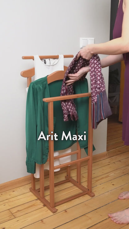 ARIT MAXI - Stummer Diener, Herrendiener Modern, Made in Italy, Herrendiener für Frauen, Stummer Diener Holz, aus Buche, Gummifüße, Farbe: Kirschbaum