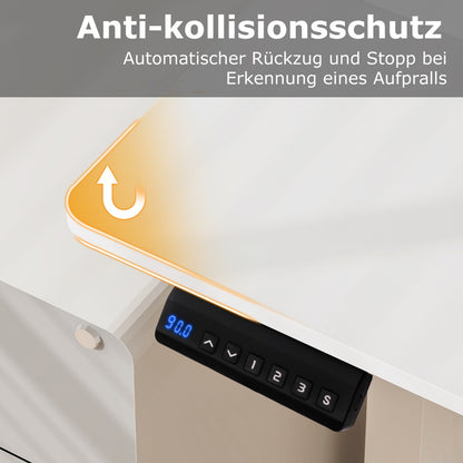Costway - Höhenverstellbarer Schreibtisch 120 x 60 cm elektrischer Stehschreibtisch Rustikales Weiß