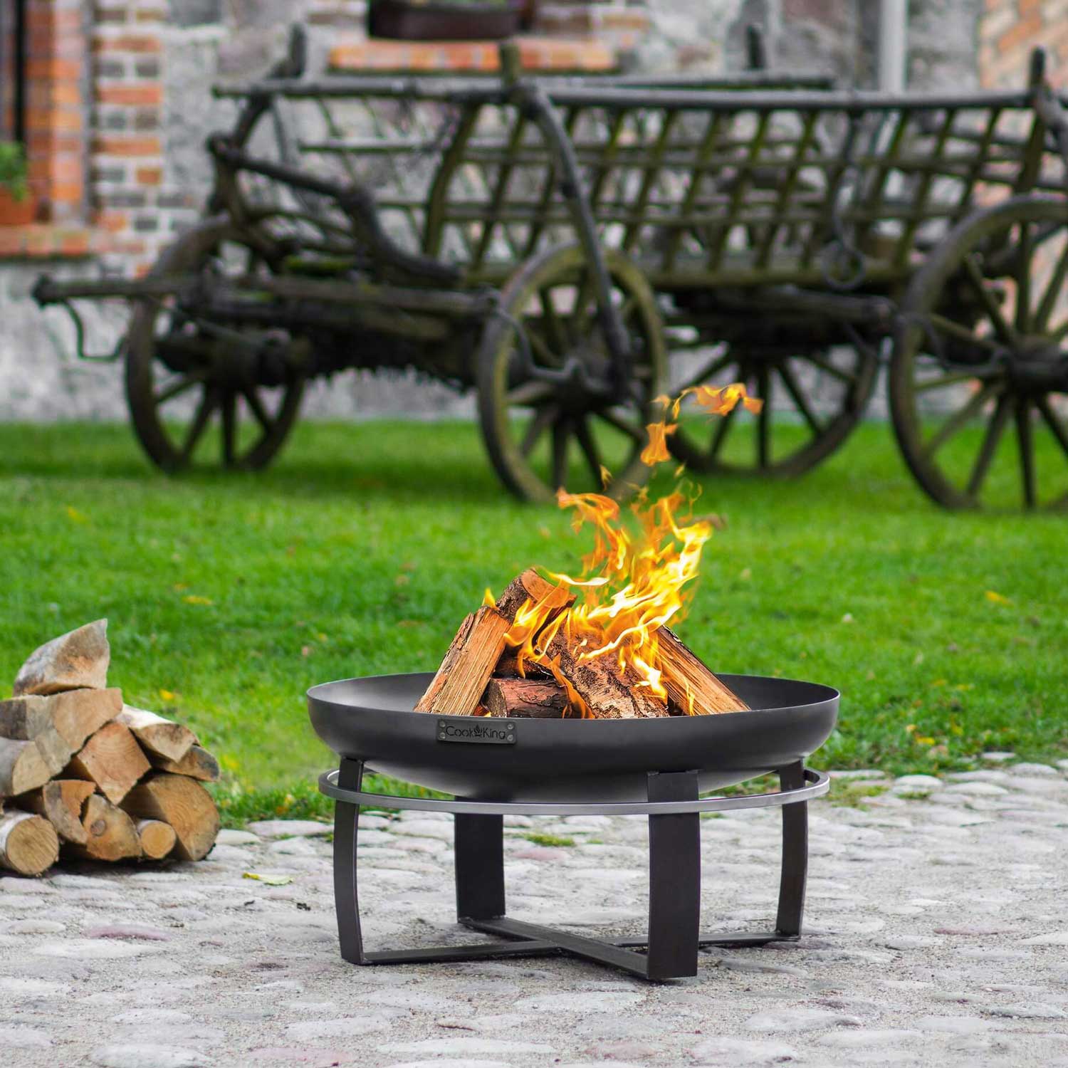 Feuerschale, Feuerschale Garten, Feuerschale 60 cm, Höhe: 36cm, aus Stahl, Cook King Viking, 12