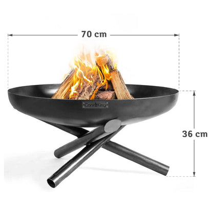 Cook King INDIANA - Feuerschale, Dia. 70 cm, Feuerschale Garten, Feuerschale groß, Große Schüssel aus dickem Stahl, mit Griffen