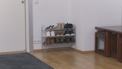 Schuhregal, 3 Etagen, Schuhablage, Schwerlast, Ausziehbar, aus Stahl, Länge 64,5 bis 118 cm, Tatkraft Maestro, v